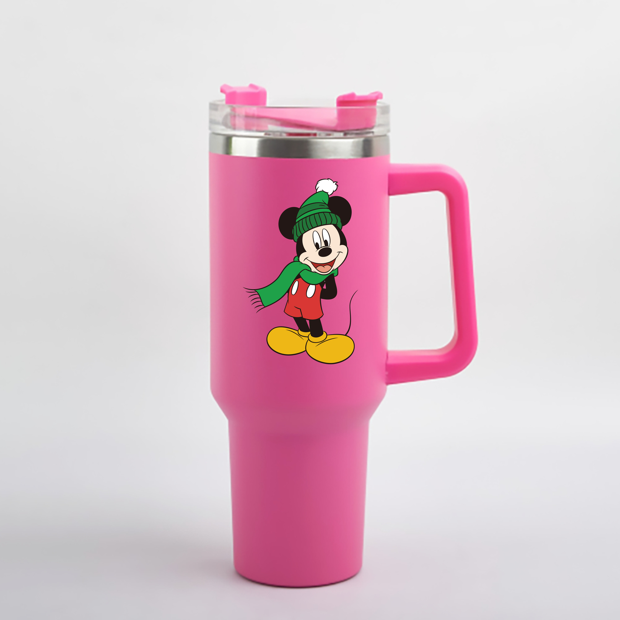 （画像用） ミッキーマウス Mickey Mouse 1200mL車用タンブラー - クリスタルステッカー（プラスチックストロー付き）